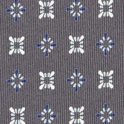 E.Marinella CRAVATTE|Cravatte In Seta Stampata|CRAVATTA SARTORIALE CLASSICA IN SETA GRIGIO SCURO Microfantasia fiore