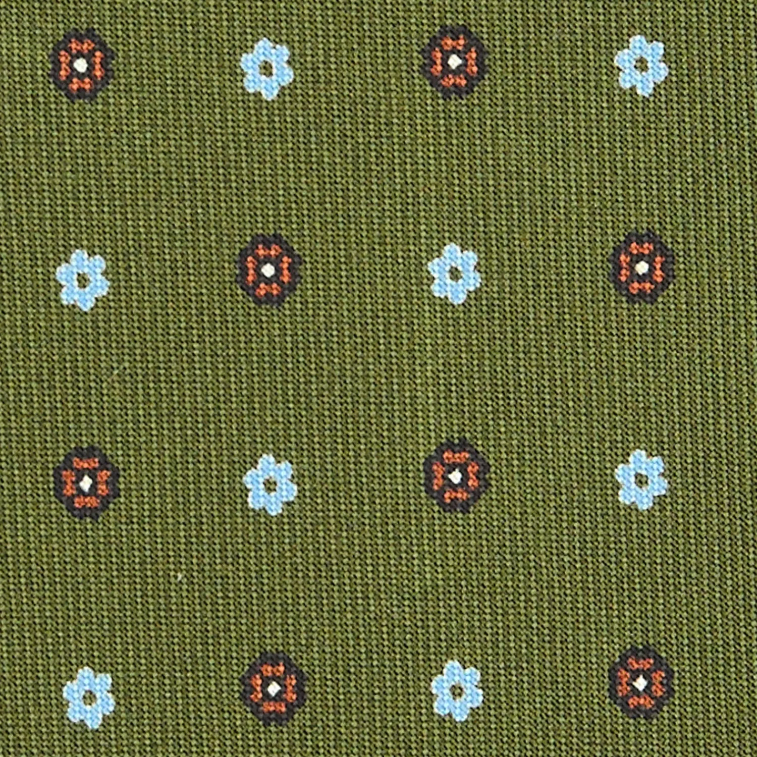 E.Marinella CRAVATTE|Cravatte In Seta Stampata|CRAVATTA SARTORIALE CLASSICA IN SETA VERDE OLIVA Microfantasia fiore