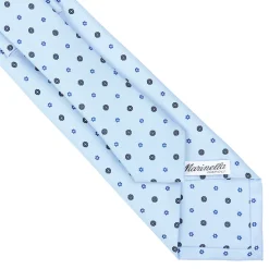 E.Marinella CRAVATTE|Cravatte In Seta Stampata|CRAVATTA SARTORIALE CLASSICA IN SETA AZZURRA Microfantasia fiore
