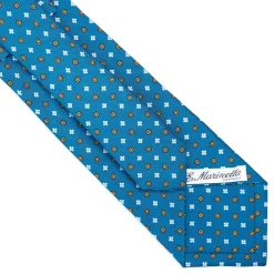 E.Marinella Cravatte In Seta Stampata|CRAVATTE|CRAVATTA SARTORIALE CLASSICA IN SETA BLU MEDIO Microfantasia fiore