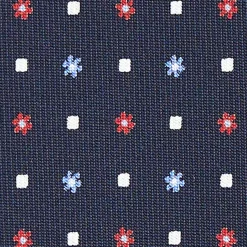 E.Marinella Cravatte In Seta Stampata|CRAVATTE|CRAVATTA SARTORIALE CLASSICA IN SETA BLU SCURO Microfantasia fiore