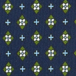 E.Marinella CRAVATTE|Cravatte In Seta Stampata|CRAVATTA SARTORIALE CLASSICA IN SETA BLU SCURO Microfantasia fiore