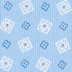 E.Marinella CRAVATTE|Cravatte In Seta Stampata|CRAVATTA SARTORIALE CLASSICA IN SETA AZZURRA Microfantasia fiore