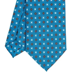E.Marinella CRAVATTE|Cravatte In Seta Stampata|CRAVATTA SARTORIALE CLASSICA IN SETA BLU MEDIO Microfantasia fiore