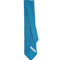 E.Marinella CRAVATTE|Cravatte In Seta Stampata|CRAVATTA SARTORIALE CLASSICA IN SETA BLU MEDIO Microfantasia fiore