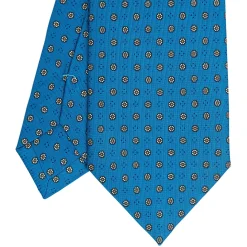 E.Marinella CRAVATTE|Cravatte In Seta Stampata|CRAVATTA SARTORIALE CLASSICA IN SETA BLU MEDIO Microfantasia fiore