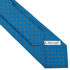 E.Marinella CRAVATTE|Cravatte In Seta Stampata|CRAVATTA SARTORIALE CLASSICA IN SETA BLU MEDIO Microfantasia fiore