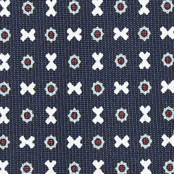 E.Marinella Cravatte In Seta Stampata|CRAVATTE|CRAVATTA SARTORIALE CLASSICA IN SETA BLU SCURO Microfantasia fiore