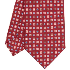 E.Marinella CRAVATTE|Cravatte In Seta Stampata|CRAVATTA SARTORIALE CLASSICA IN SETA BORDEAUX Microfantasia fiore