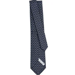 E.Marinella CRAVATTE|Cravatte In Seta Stampata|CRAVATTA SARTORIALE CLASSICA IN SETA BLU SCURO Microfantasia fiore
