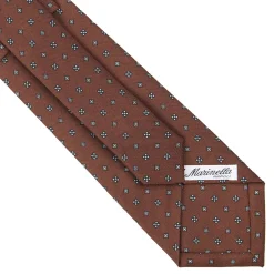 E.Marinella CRAVATTE|Cravatte In Seta Stampata|CRAVATTA SARTORIALE CLASSICA IN SETA MARRONE SCURO Microfantasia fiore