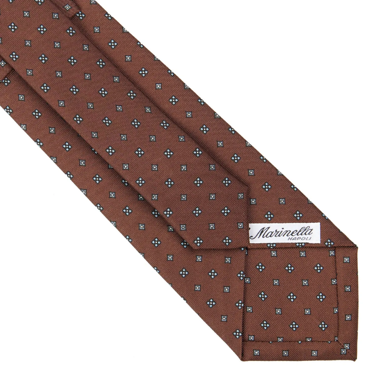 E.Marinella CRAVATTE|Cravatte In Seta Stampata|CRAVATTA SARTORIALE CLASSICA IN SETA MARRONE SCURO Microfantasia fiore