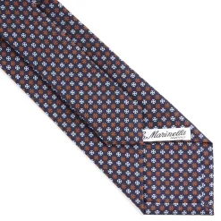 E.Marinella Cravatte In Seta Stampata|CRAVATTE|CRAVATTA SARTORIALE CLASSICA IN SETA BLU SCURO Microfantasia fiore
