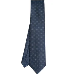 E.Marinella CRAVATTE|Cravatte Pois|CRAVATTA SARTORIALE CLASSICA IN SETA BLU SCURO Pois
