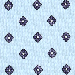 E.Marinella CRAVATTE|Cravatte In Seta Stampata|CRAVATTA SARTORIALE CLASSICA IN SETA AZZURRA Microfantasia fiore