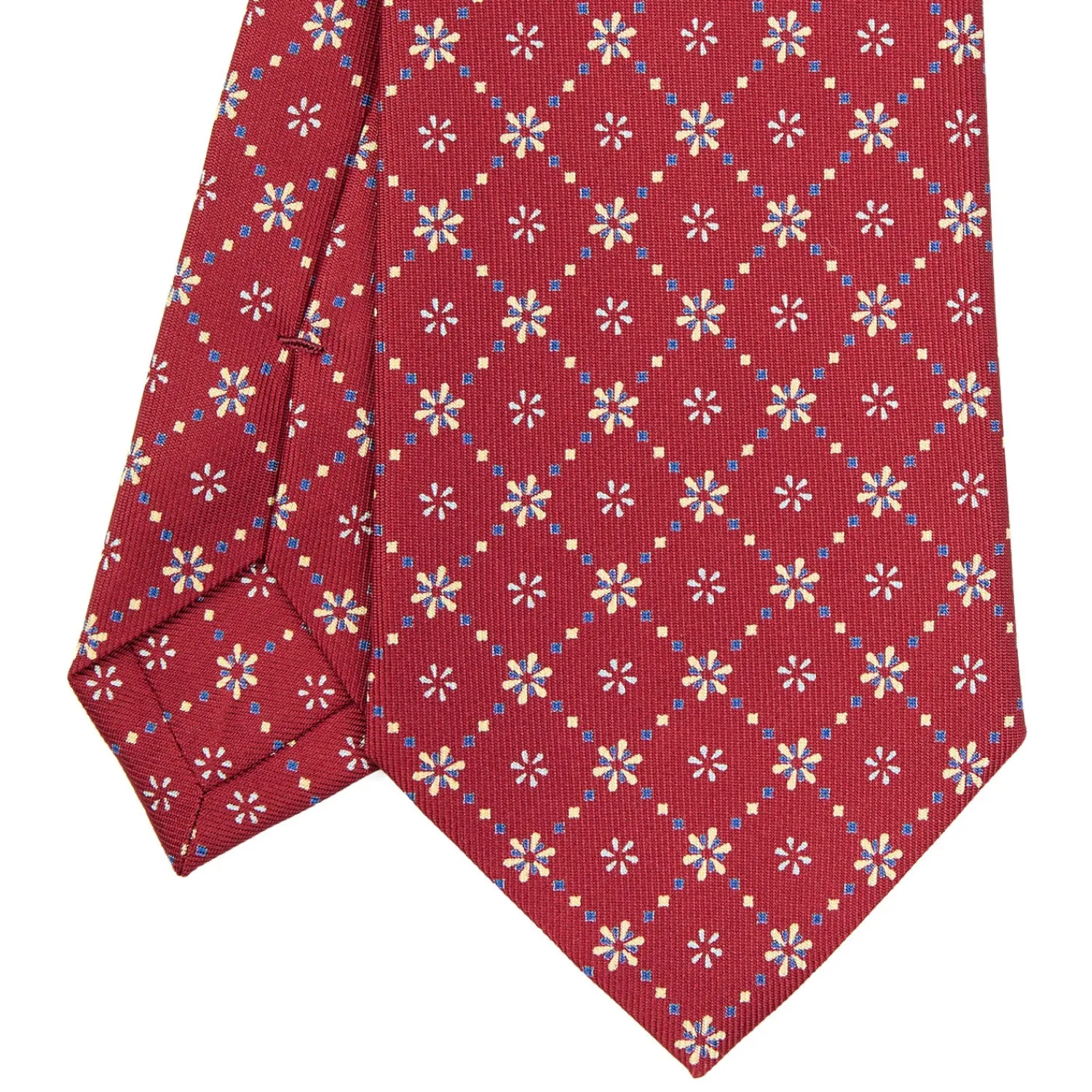 E.Marinella CRAVATTE|Cravatte In Seta Stampata|CRAVATTA SARTORIALE CLASSICA IN SETA BORDEAUX Microfantasia fiore