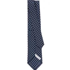 E.Marinella CRAVATTE|Cravatte In Seta Stampata|CRAVATTA SARTORIALE CLASSICA IN SETA BLU SCURO Microfantasia fiore