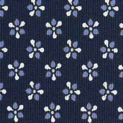 E.Marinella CRAVATTE|Cravatte In Seta Stampata|CRAVATTA SARTORIALE CLASSICA IN SETA BLU SCURO Microfantasia fiore
