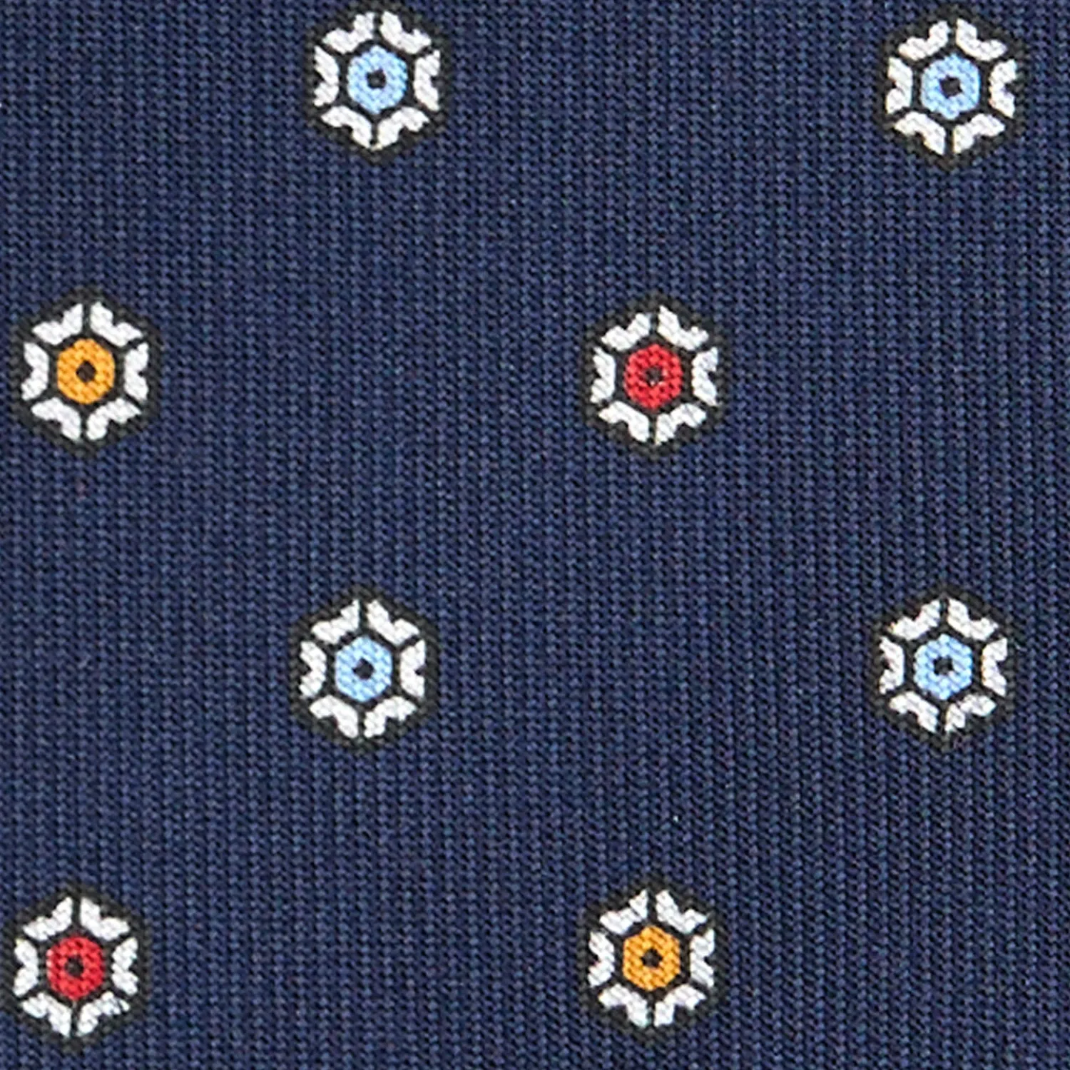 E.Marinella CRAVATTE|Cravatte In Seta Stampata|CRAVATTA SARTORIALE CLASSICA IN SETA BLU SCURO Microfantasia fiore