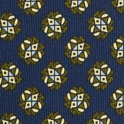 E.Marinella CRAVATTE|Cravatte In Seta Stampata|CRAVATTA SARTORIALE CLASSICA IN SETA BLU SCURO Microfantasia fiore
