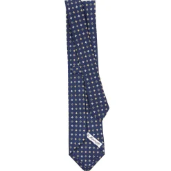 E.Marinella CRAVATTE|Cravatte In Seta Stampata|CRAVATTA SARTORIALE CLASSICA IN SETA BLU SCURO Microfantasia fiore