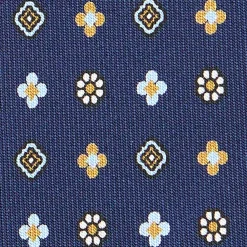 E.Marinella CRAVATTE|Cravatte In Seta Stampata|CRAVATTA SARTORIALE CLASSICA IN SETA BLU SCURO Microfantasia fiore