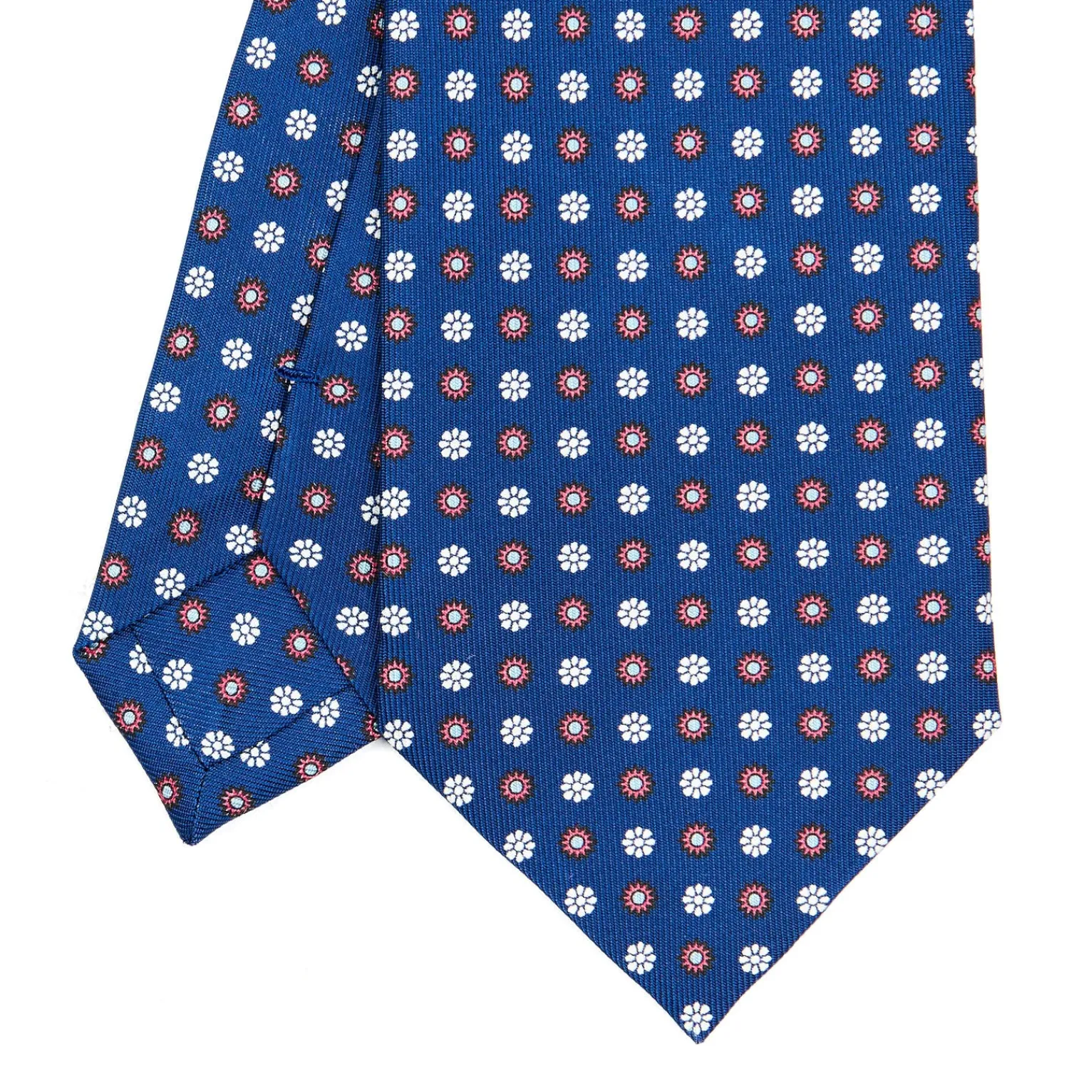 E.Marinella CRAVATTE|Cravatte In Seta Stampata|CRAVATTA SARTORIALE CLASSICA IN SETA BLU Microfantasia fiore