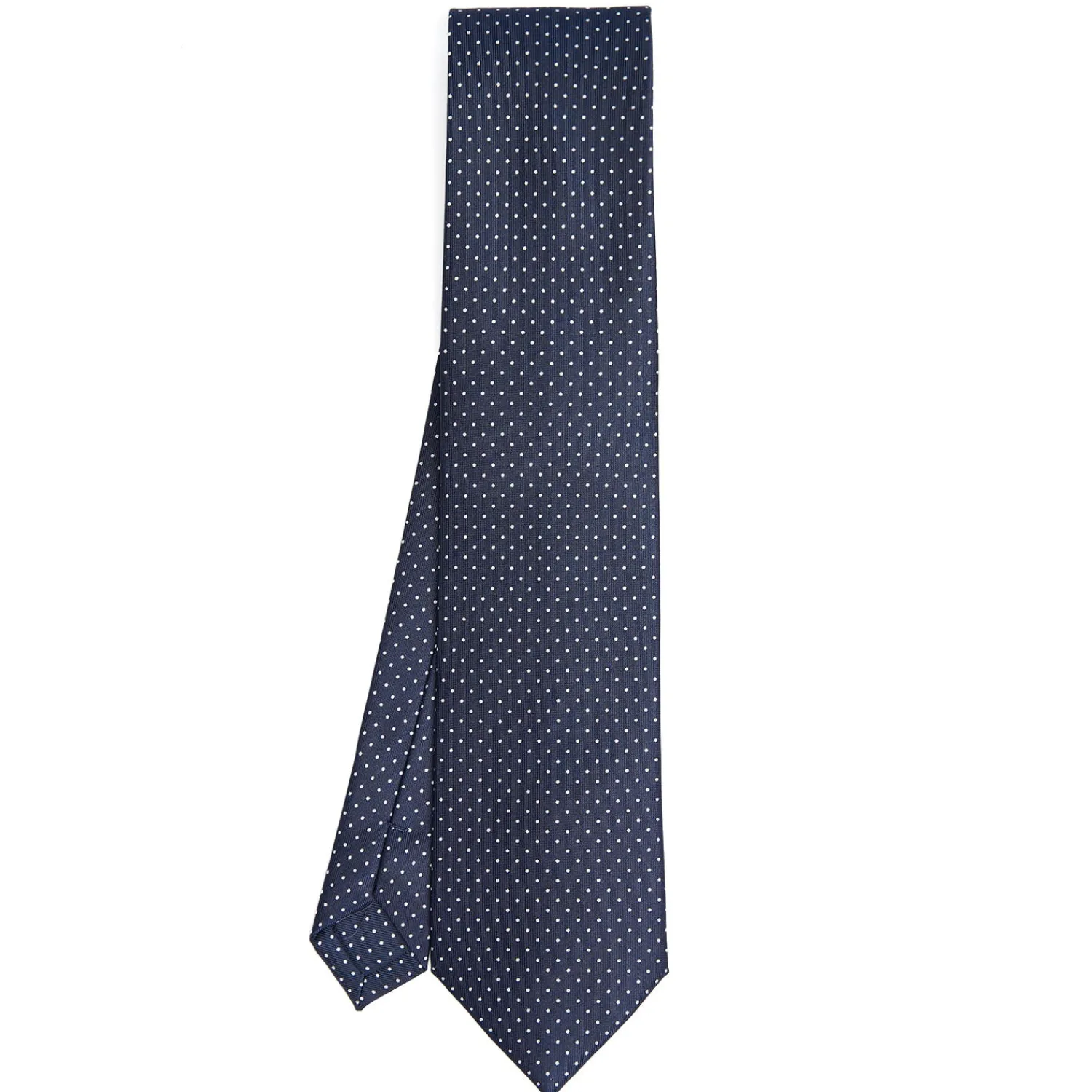 E.Marinella CRAVATTE|Cravatte In Seta Stampata|CRAVATTA SARTORIALE CLASSICA IN SETA BLU SCURO Pois
