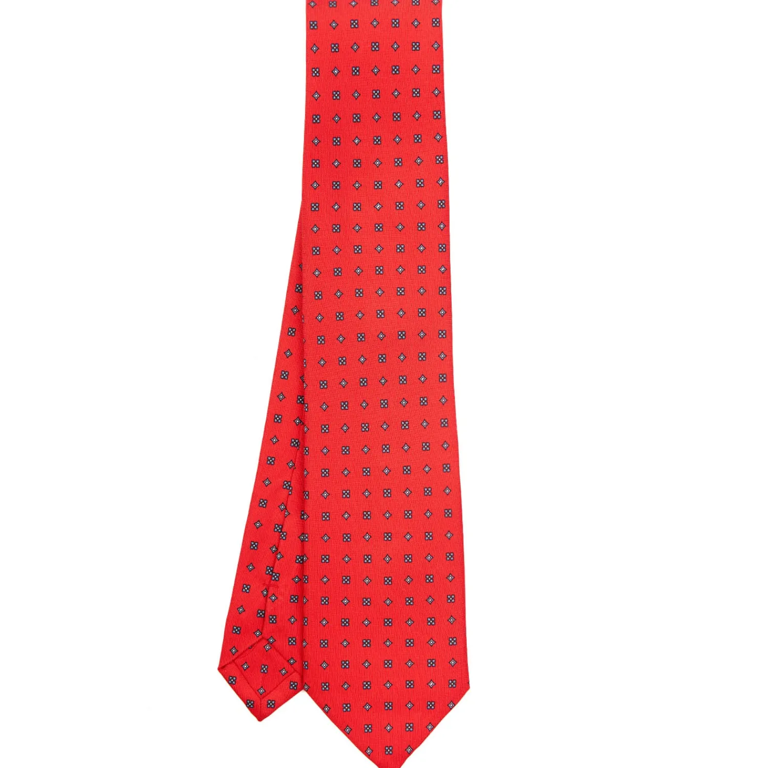 E.Marinella CRAVATTE|Cravatte In Seta Stampata|CRAVATTA SARTORIALE CLASSICA IN SETA ROSSA Microfantasia fiore