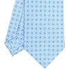E.Marinella CRAVATTE|Cravatte In Seta Stampata|CRAVATTA SARTORIALE CLASSICA IN SETA AZZURRA Microfantasia fiore