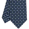 E.Marinella CRAVATTE|Cravatte In Seta Stampata|CRAVATTA SARTORIALE CLASSICA IN SETA BLU SCURO Microfantasia fiore