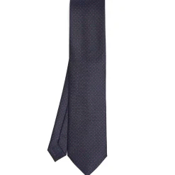 E.Marinella CRAVATTE|Cravatte In Seta Stampata|CRAVATTA SARTORIALE CLASSICA IN SETA BLU SCURO Pois