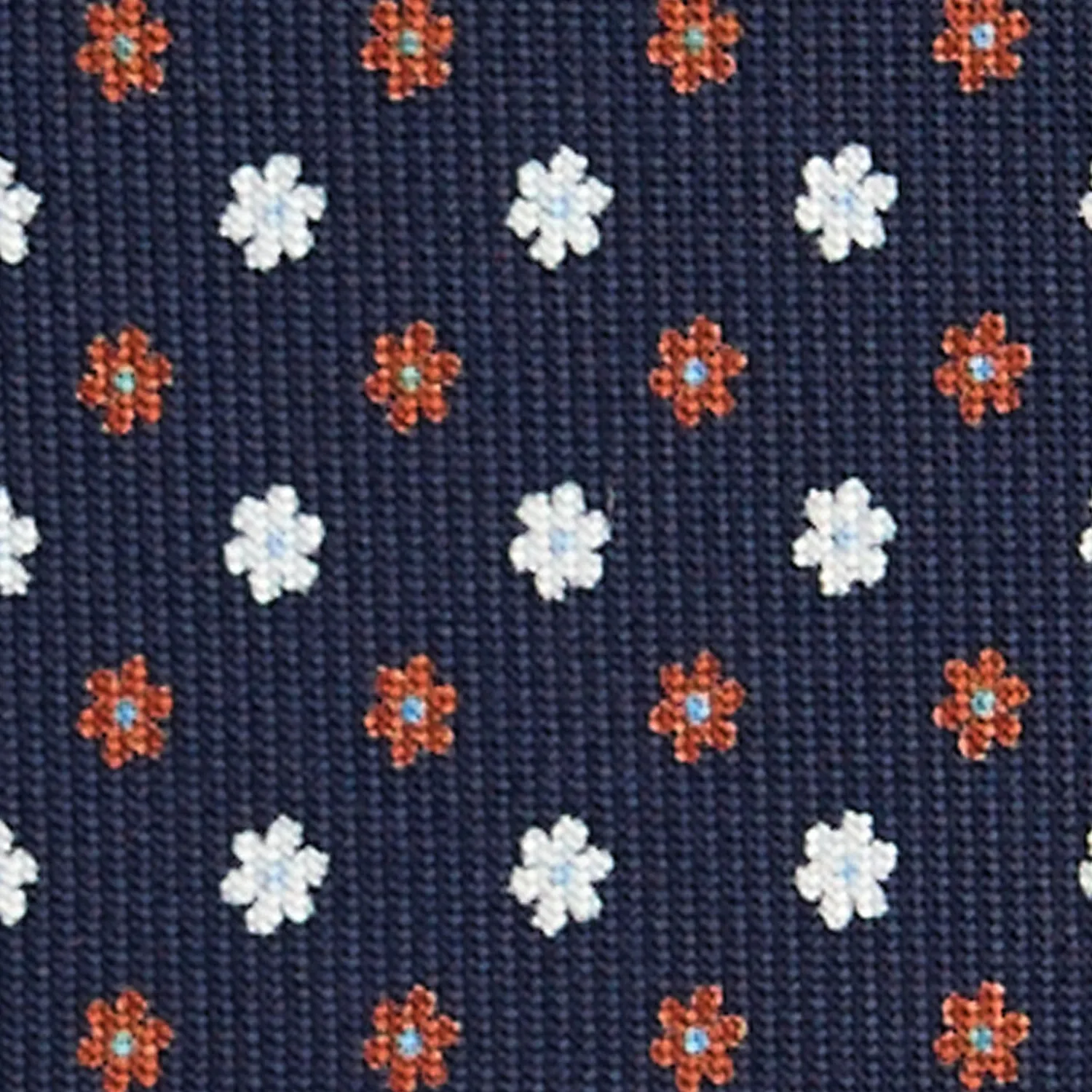 E.Marinella CRAVATTE|Cravatte In Seta Stampata|CRAVATTA SARTORIALE CLASSICA IN SETA BLU SCURO Microfantasia fiore