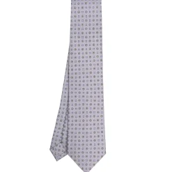 E.Marinella CRAVATTE|Cravatte In Seta Stampata|CRAVATTA SARTORIALE CLASSICA IN SETA GRIGIO CHIARO Microfantasia fiore