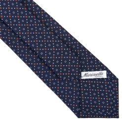 E.Marinella CRAVATTE|Cravatte In Seta Stampata|CRAVATTA SARTORIALE CLASSICA IN SETA BLU SCURO Microfantasia fiore