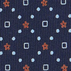 E.Marinella CRAVATTE|Cravatte In Seta Stampata|CRAVATTA SARTORIALE CLASSICA IN SETA BLU SCURO Microfantasia fiore