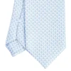 E.Marinella CRAVATTE|Cravatte In Seta Stampata|CRAVATTA SARTORIALE CLASSICA IN SETA AZZURRA Microfantasia m geometrica