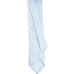 E.Marinella CRAVATTE|Cravatte In Seta Stampata|CRAVATTA SARTORIALE CLASSICA IN SETA AZZURRA Microfantasia m geometrica