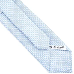 E.Marinella CRAVATTE|Cravatte In Seta Stampata|CRAVATTA SARTORIALE CLASSICA IN SETA AZZURRA Microfantasia m geometrica