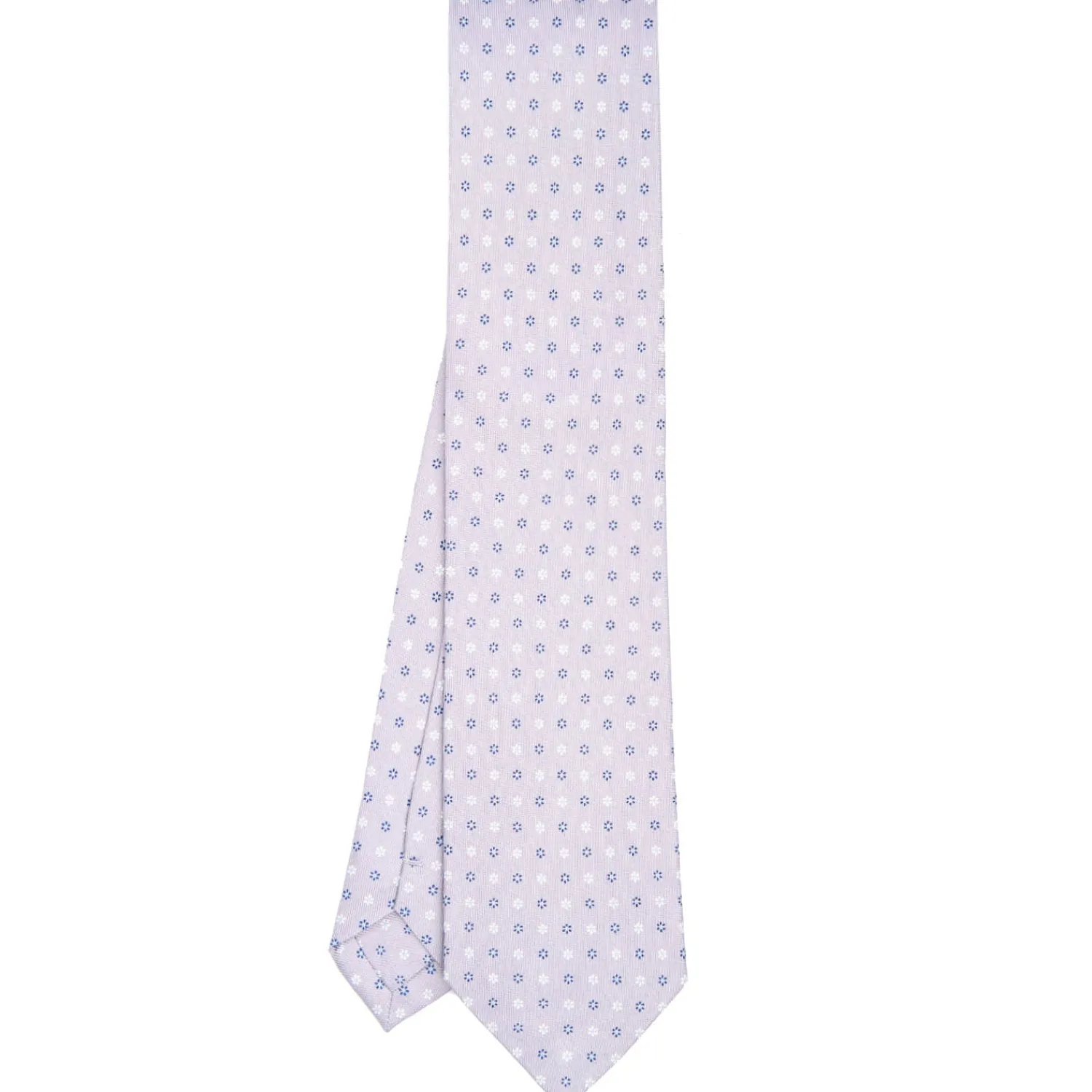 E.Marinella CRAVATTE|Cravatte In Seta Stampata|CRAVATTA SARTORIALE CLASSICA IN SETA GRIGIO CHIARO Microfantasia fiore