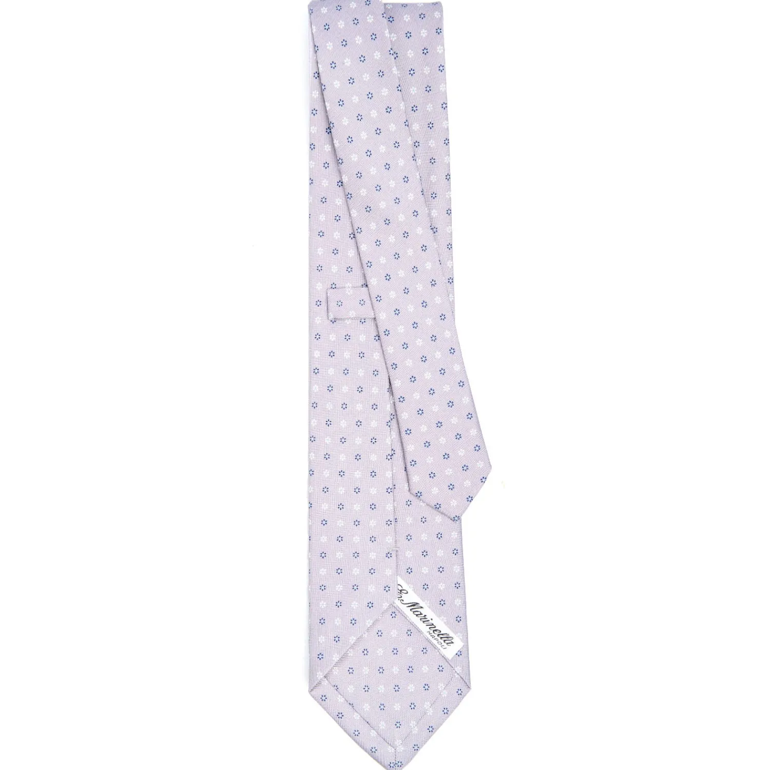 E.Marinella CRAVATTE|Cravatte In Seta Stampata|CRAVATTA SARTORIALE CLASSICA IN SETA GRIGIO CHIARO Microfantasia fiore