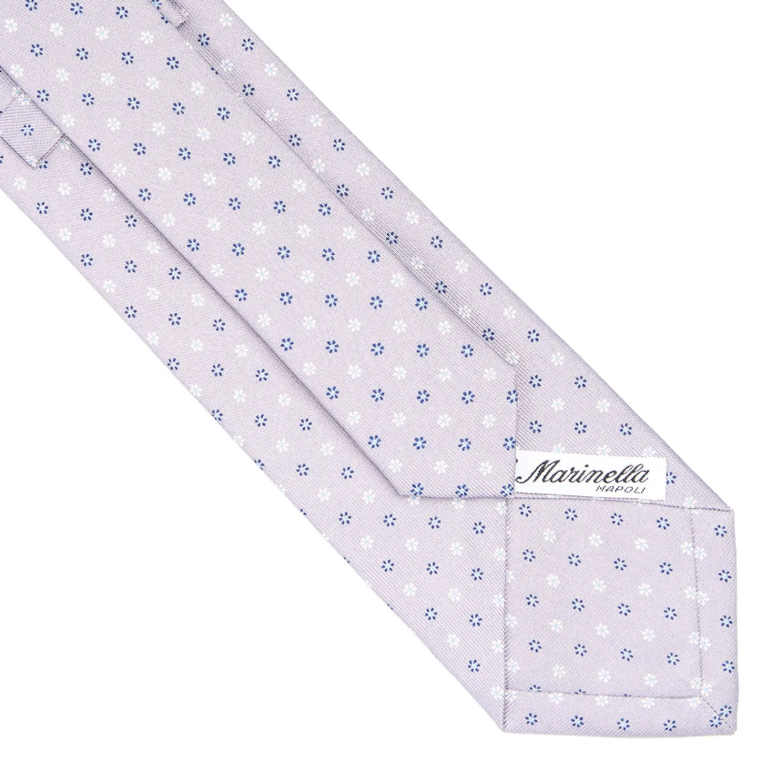 E.Marinella CRAVATTE|Cravatte In Seta Stampata|CRAVATTA SARTORIALE CLASSICA IN SETA GRIGIO CHIARO Microfantasia fiore