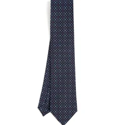 E.Marinella CRAVATTE|Cravatte In Seta Stampata|CRAVATTA SARTORIALE CLASSICA IN SETA BLU SCURO Microfantasia fiore