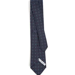 E.Marinella CRAVATTE|Cravatte In Seta Stampata|CRAVATTA SARTORIALE CLASSICA IN SETA BLU SCURO Microfantasia fiore