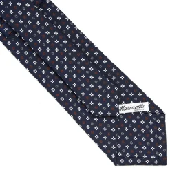 E.Marinella CRAVATTE|Cravatte In Seta Stampata|CRAVATTA SARTORIALE CLASSICA IN SETA BLU SCURO Microfantasia fiore