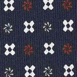 E.Marinella CRAVATTE|Cravatte In Seta Stampata|CRAVATTA SARTORIALE CLASSICA IN SETA BLU SCURO Microfantasia fiore