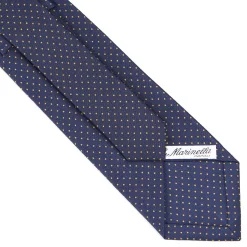 E.Marinella CRAVATTE|Cravatte In Seta Stampata|CRAVATTA SARTORIALE CLASSICA IN SETA BLU SCURO Pois