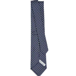 E.Marinella CRAVATTE|CRAVATTA SARTORIALE CLASSICA IN SETA BLU SCURO Microfantasia fiore