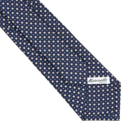 E.Marinella CRAVATTE|CRAVATTA SARTORIALE CLASSICA IN SETA BLU SCURO Microfantasia fiore