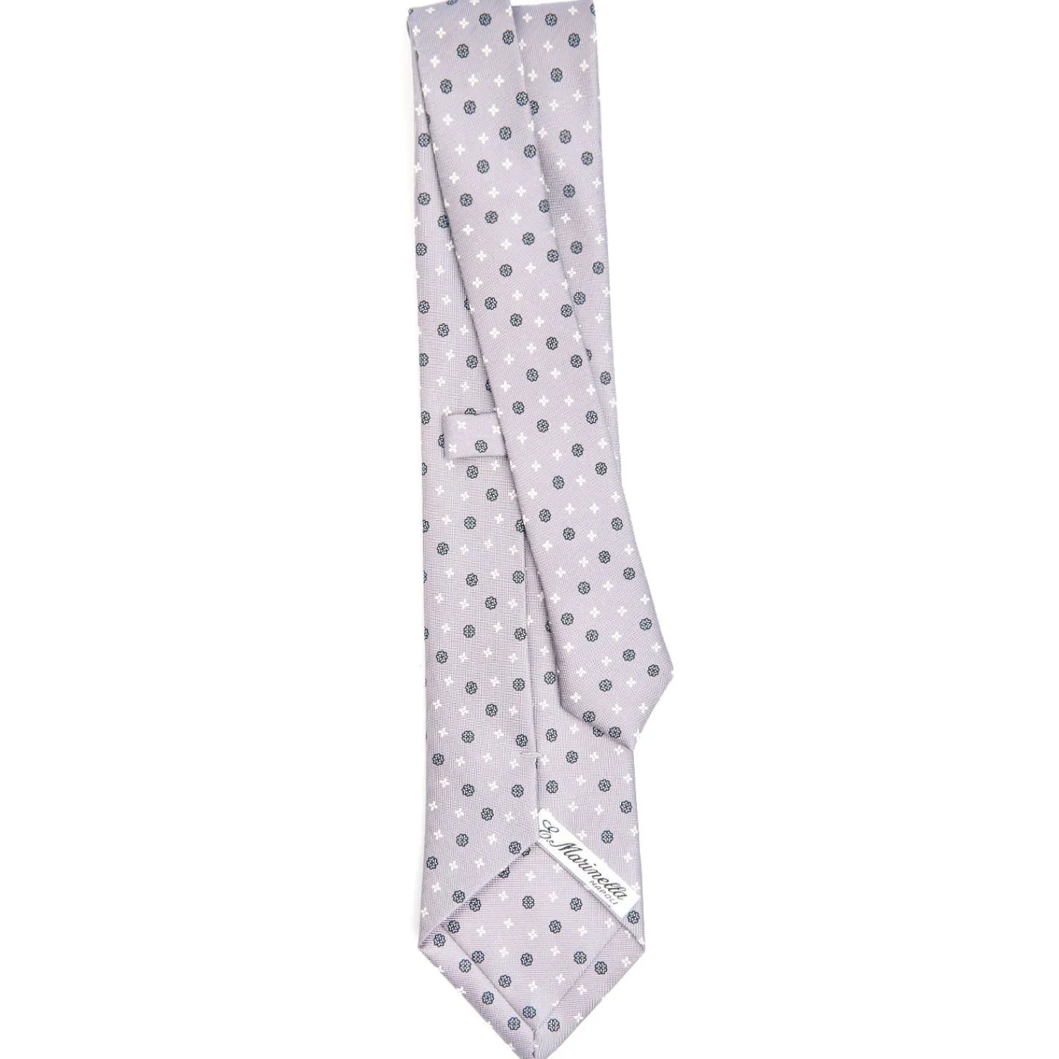 E.Marinella CRAVATTE|Cravatte In Seta Stampata|CRAVATTA SARTORIALE CLASSICA IN SETA GRIGIO CHIARO Microfantasia fiore